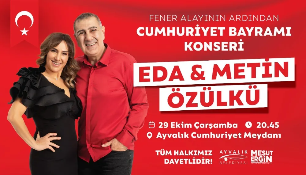 Cumhuriyet Coşkusu Ayvalık’ta Eda-Metin Özülkü Çiftiyle Taçlanıyor